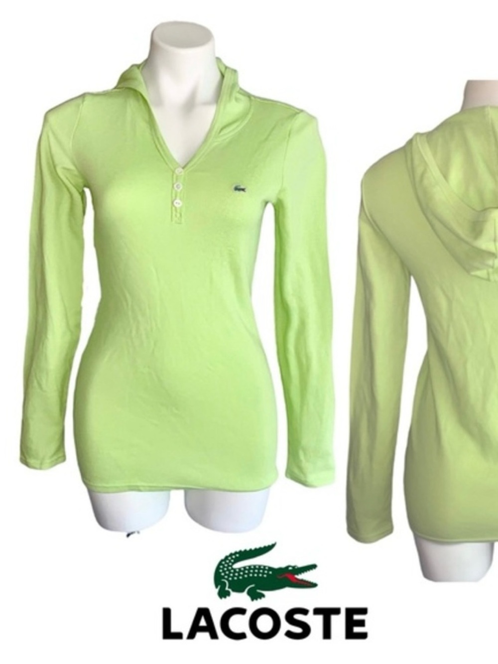 Lacoste Waffle Pique Henley Thermal Hoodie Shirt NEW